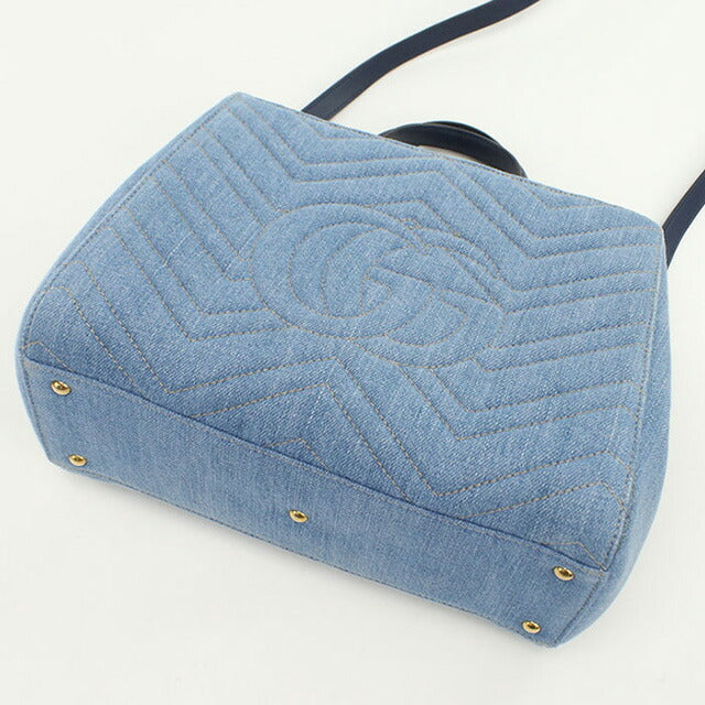 中古 グッチ トートバッグ レディース ブランド GUCCI GGマーモント 2WAY レザー 448054 ブルー バッグ USDGU96790011