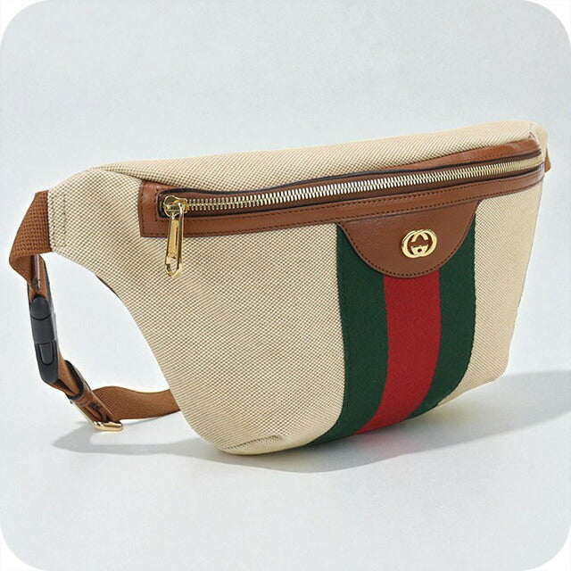 中古 グッチ ボディバッグ レディース ブランド GUCCI ヴィンテージキャンバス ベルトバッグ レザー 575082 ベージュ バッグ USDGU97415011