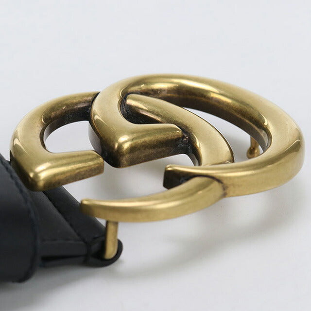 Used Gucci belt ladies brand GUCCI GG Marmont wide belt leather 400593 black accessory USDGU97474011