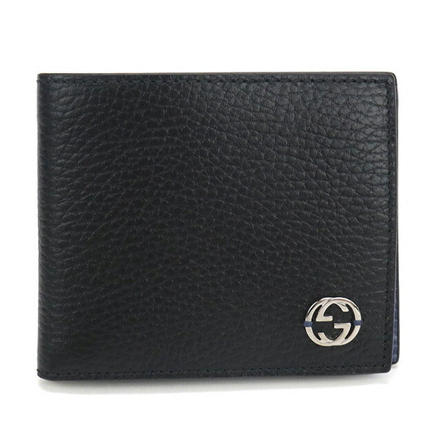 中古 グッチ 二折財布 メンズ ブランド GUCCI インターロッキングG コインウォレット レザー 610466 ブラック 財布 USDGU97672011