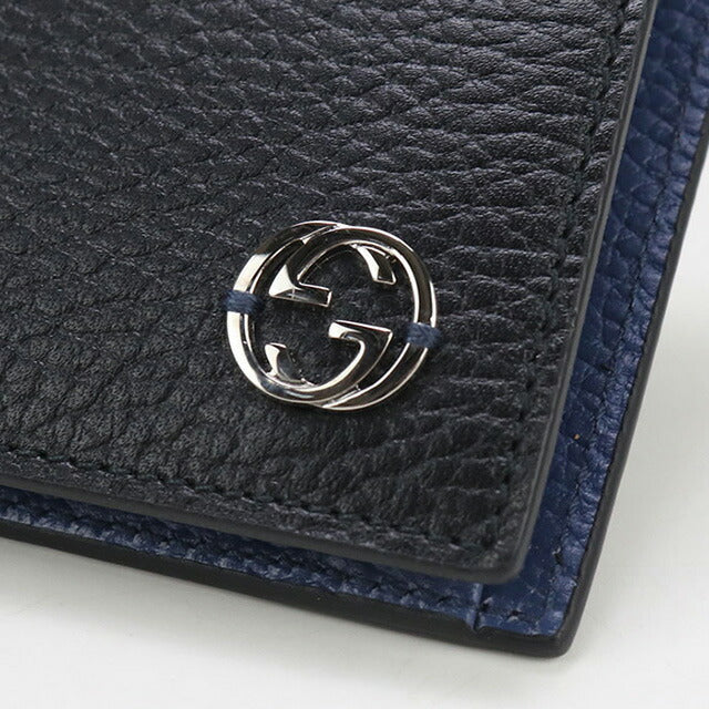 中古 グッチ 二折財布 メンズ ブランド GUCCI インターロッキングG コインウォレット レザー 610466 ブラック 財布 USDGU97672011