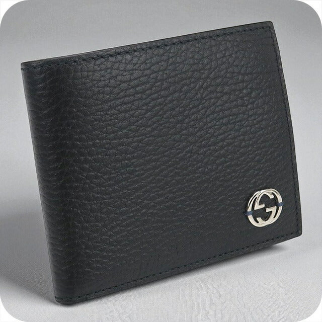 中古 グッチ 二折財布 メンズ ブランド GUCCI インターロッキングG コインウォレット レザー 610466 ブラック 財布 USDGU97672011