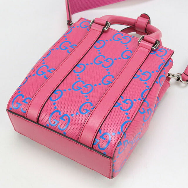 中古 グッチ トートバッグ レディース ブランド GUCCI GGエンボス ミニ 2WAY レザー 696010 ピンク バッグ USDGU97693011