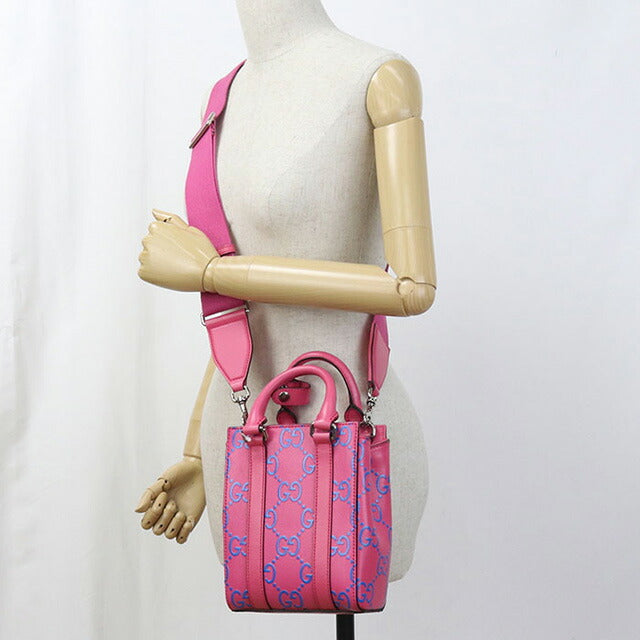 中古 グッチ トートバッグ レディース ブランド GUCCI GGエンボス ミニ 2WAY レザー 696010 ピンク バッグ USDGU97693011