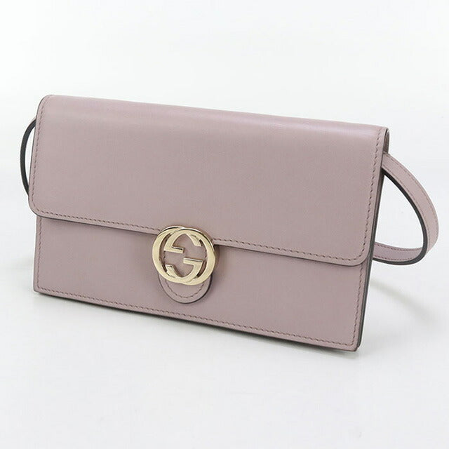 中古 グッチ 長財布二折 レディース ブランド GUCCI インターロッキングG レザー 369664 ピンク 財布 USDGU97874011