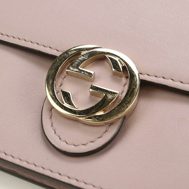 中古 グッチ 長財布二折 レディース ブランド GUCCI インターロッキングG レザー 369664 ピンク 財布 USDGU97874011