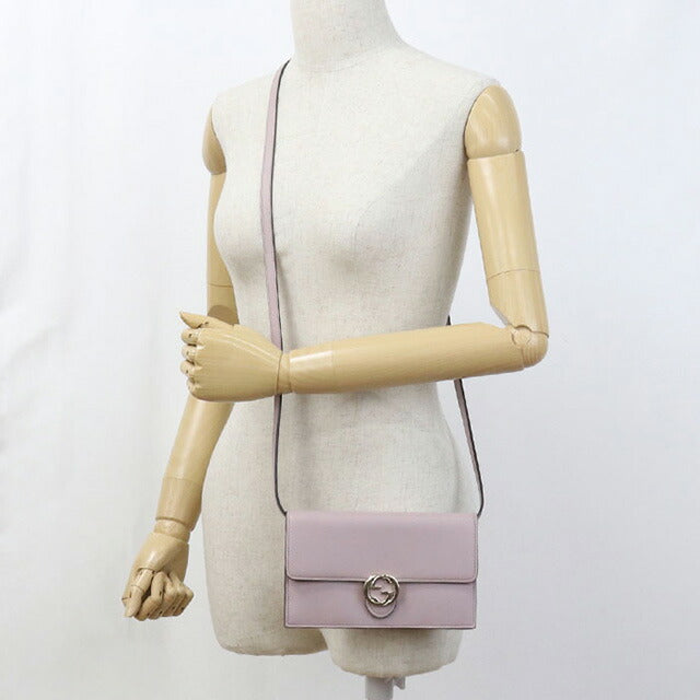 中古 グッチ 長財布二折 レディース ブランド GUCCI インターロッキングG レザー 369664 ピンク 財布 USDGU97874011
