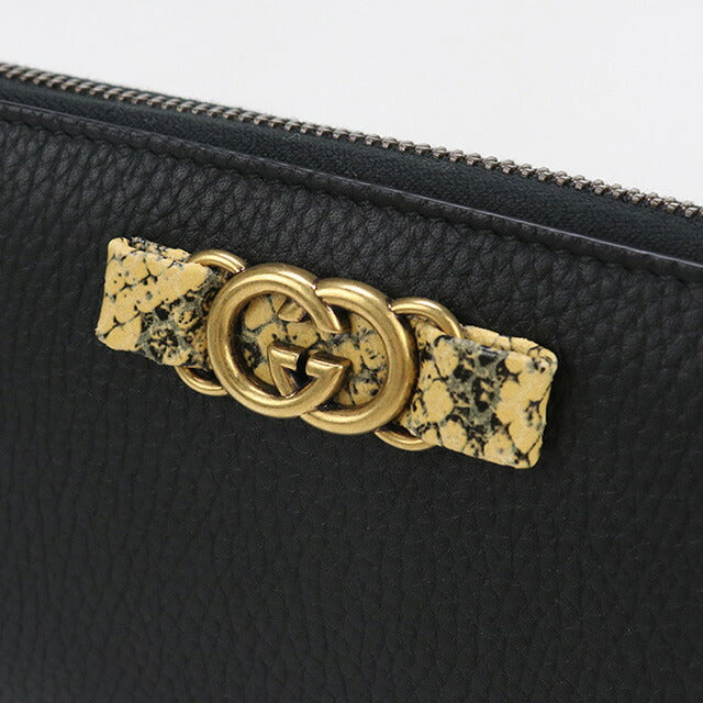 中古 グッチ 長財布ラウンドファスナー レディース ブランド GUCCI インターロッキングG ジップアラウンド長財布 レザー 750458 ブラック USDGU97963011