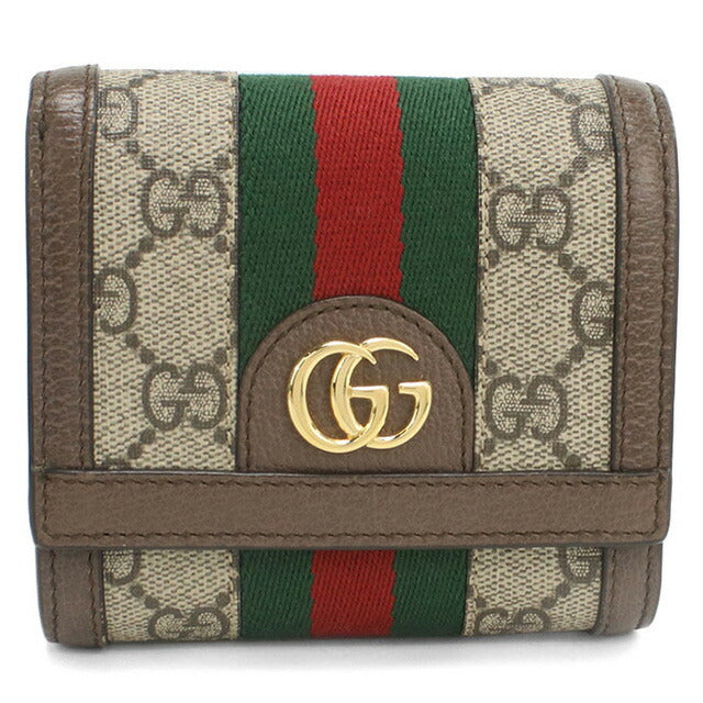 中古 グッチ 二折財布 レディース ブランド GUCCI オフィディア GG カードケース ウォレット レザー 598662 ベージュ 財布 USDGU98673011