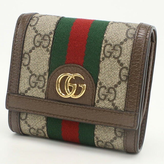 中古 グッチ 二折財布 レディース ブランド GUCCI オフィディア GG カードケース ウォレット レザー 598662 ベージュ 財布 USDGU98673011