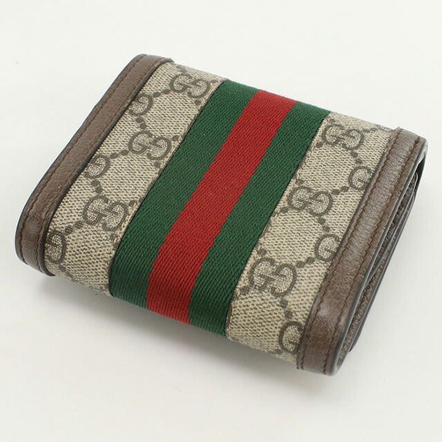 中古 グッチ 二折財布 レディース ブランド GUCCI オフィディア GG カードケース ウォレット レザー 598662 ベージュ 財布 USDGU98673011