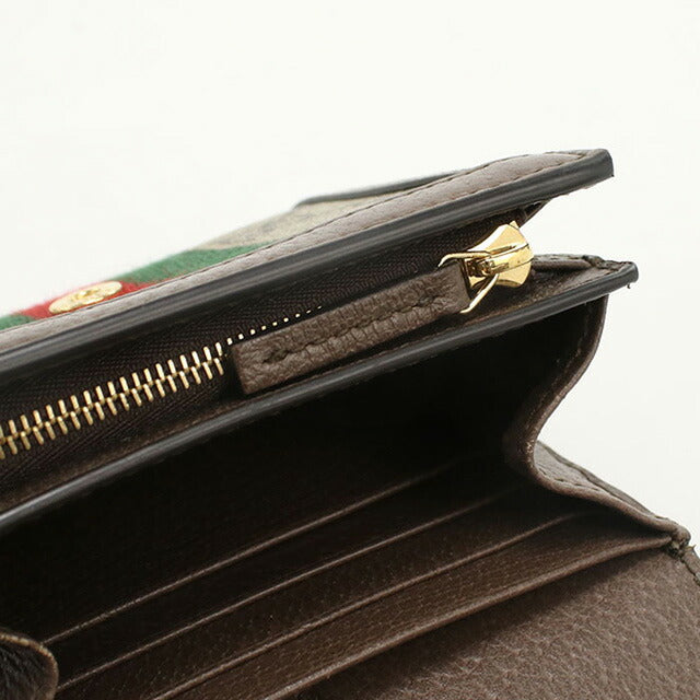 中古 グッチ 二折財布 レディース ブランド GUCCI オフィディア GG カードケース ウォレット レザー 598662 ベージュ 財布 USDGU98673011