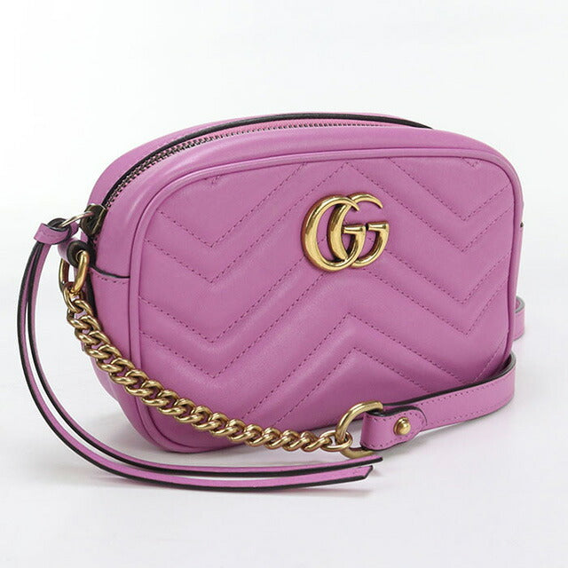 中古 グッチ 斜め掛け ショルダーバッグ レディース ブランド GUCCI GGマーモント ミニ カメラバッグ レザー 448065 ピンク バッグ USDGU98747011