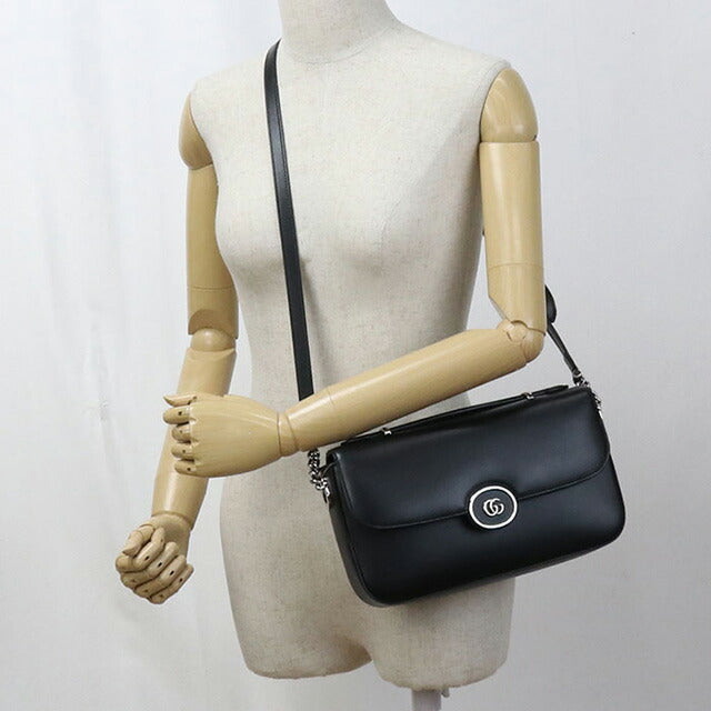 Used Gucci Handbag Ladies Brand GUCCI Petit GG 2WAY Handbag Leather 739721 Black Bag USDGU98979011