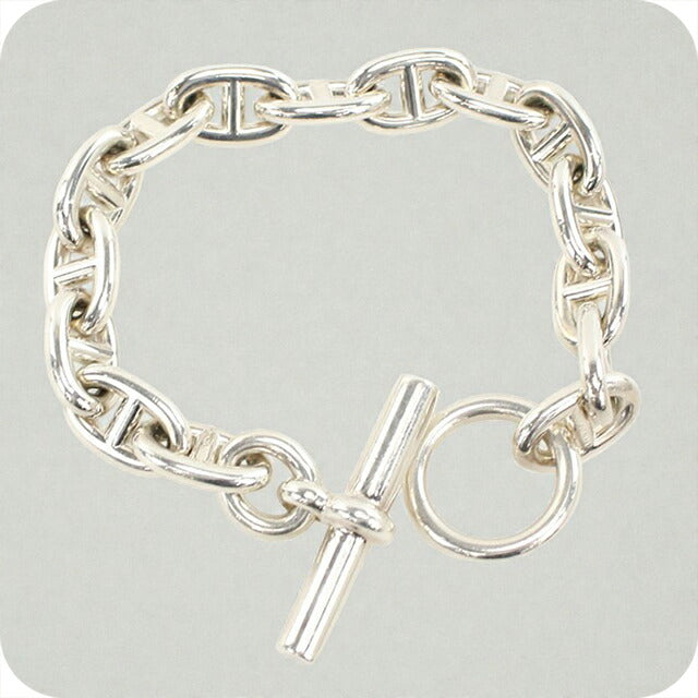 中古 エルメス ブレスレット ユニセックス ブランド HERMES シェーヌダンクルMM 15コマ シルバー アクセサリー USDHE100450011
