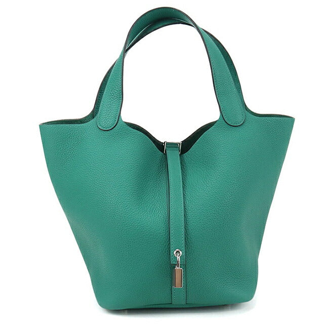 二手 Hermes 手提包 女士品牌 HERMES Picotan Lock MM 绿色包 USDHE103885011