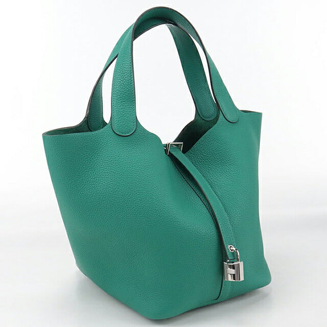 二手 Hermes 手提包 女士品牌 HERMES Picotan Lock MM 绿色包 USDHE103885011