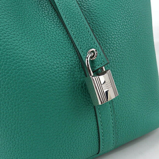 二手 Hermes 手提包 女士品牌 HERMES Picotan Lock MM 绿色包 USDHE103885011