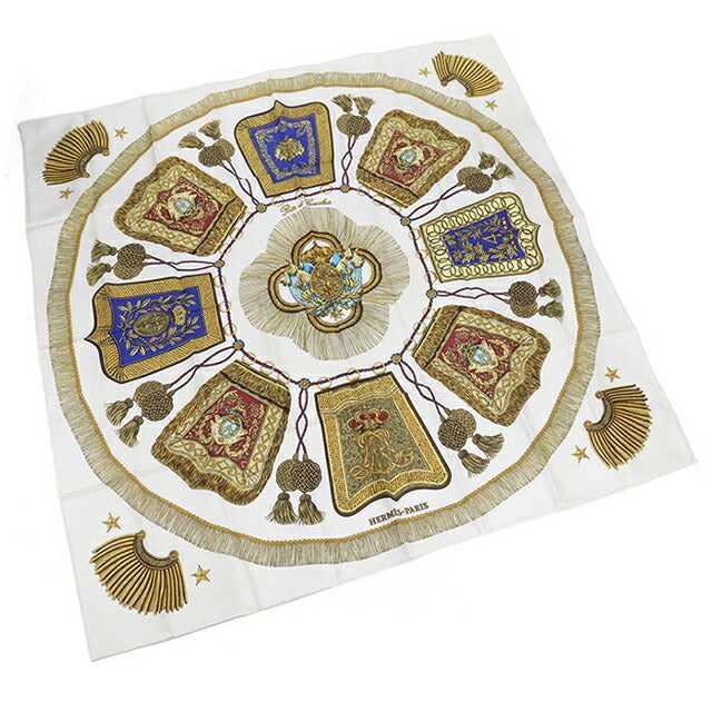 二手爱马仕围巾男女通用品牌 HERMES Carre90 米色 USDHE105558011
