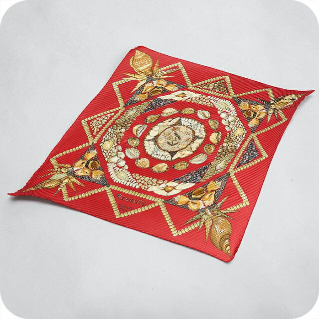 Used Hermes Scarf Unisex Brand HERMES Pleated Carre Red USDHE106177011