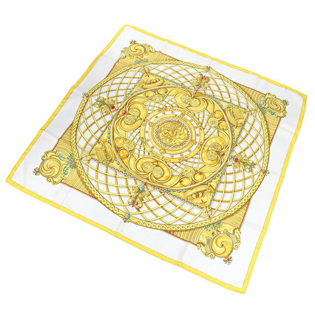 二手爱马仕围巾男女通用品牌 HERMES Carre90 黄色 USDHE106835011