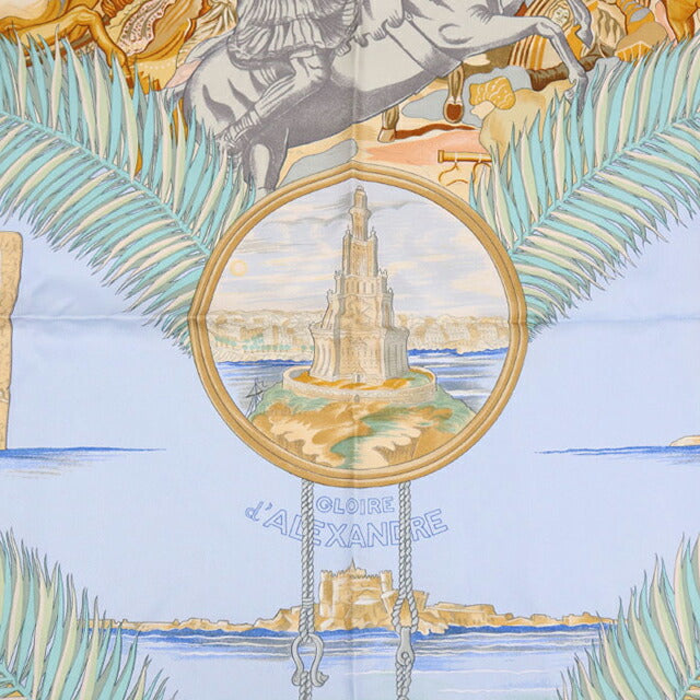 二手爱马仕围巾男女通用品牌 HERMES Carre90 蓝色 USDHE106843011