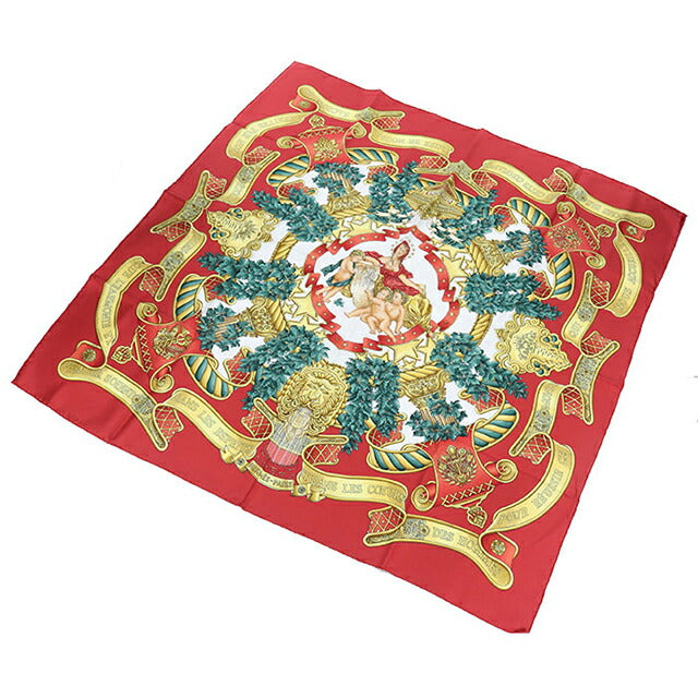 中古 エルメス スカーフ ユニセックス ブランド HERMES カレ90 レッド USDHE106844011