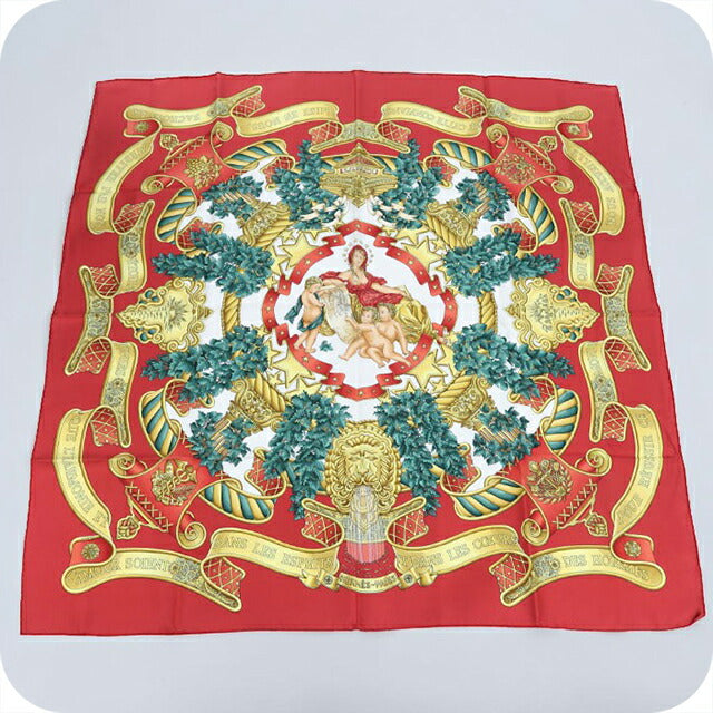 中古 エルメス スカーフ ユニセックス ブランド HERMES カレ90 レッド USDHE106844011