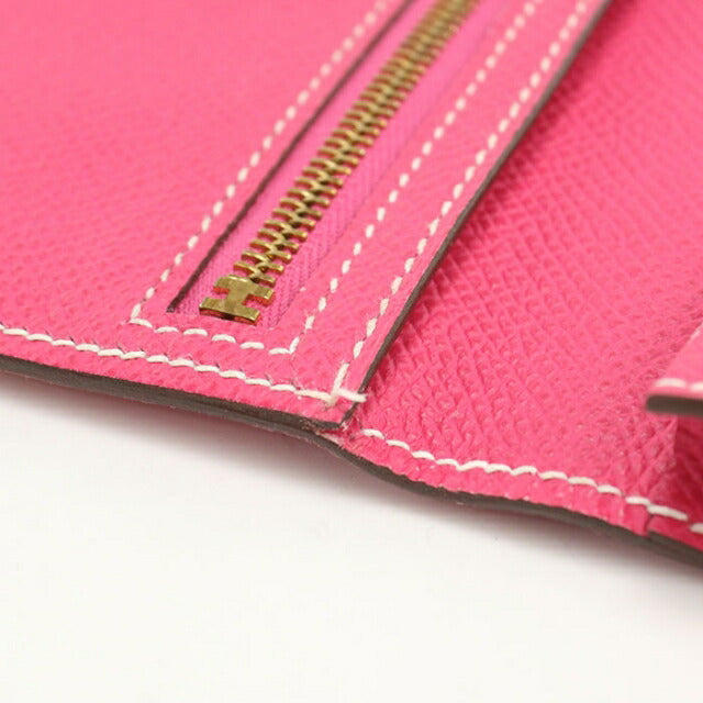 Used Hermes long wallet with double fold coin purse ladies brand HERMES Bear Souffle Pink USDHE108599011