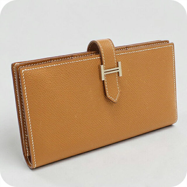 中古 エルメス 長財布ニ折小銭入付き ユニセックス ブランド HERMES ベアンスフレ ゴールド USDHE110247011