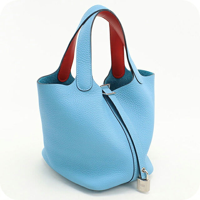 Used Hermes Handbag Unisex Brand HERMES Picotan Rock Eclat PM Blue USDHE117751011