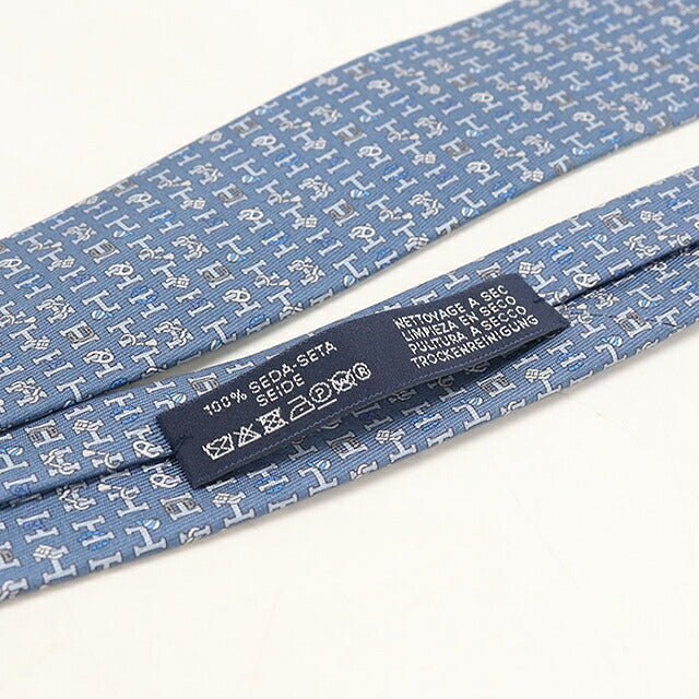 中古 エルメス ネクタイ メンズ ブランド HERMES シルクタイ ブルー USDHE118871011