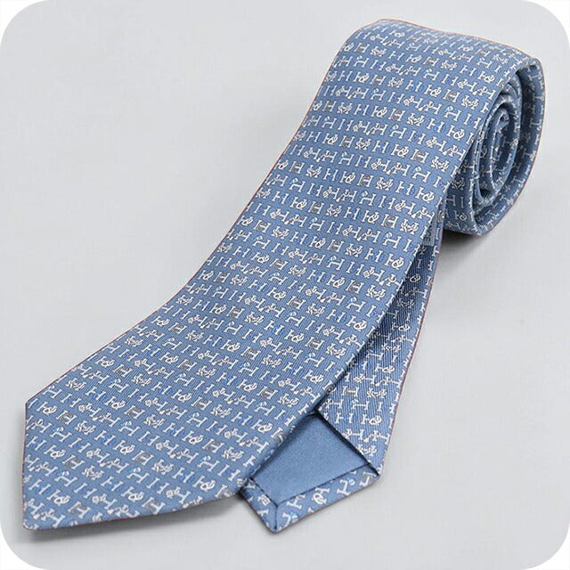 中古 エルメス ネクタイ メンズ ブランド HERMES シルクタイ ブルー USDHE118871011