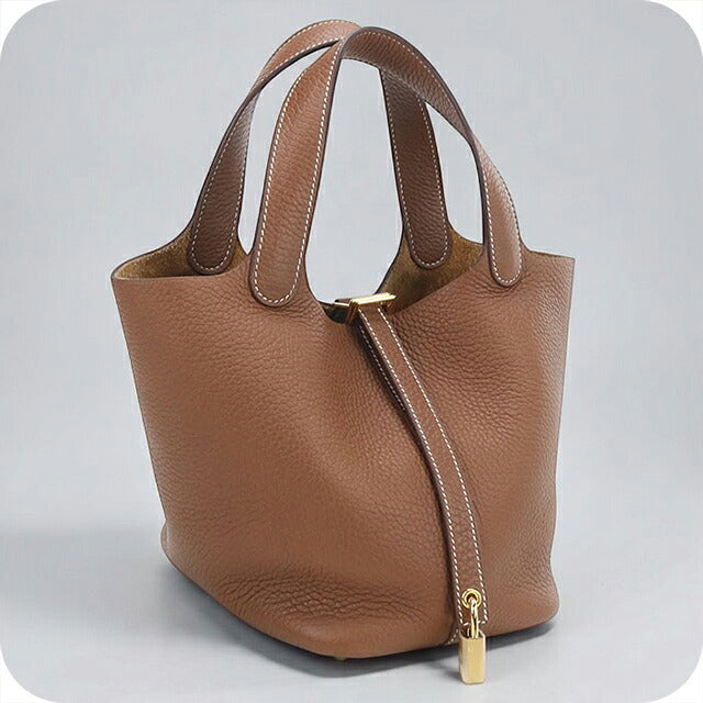 中古 エルメス ハンドバッグ ユニセックス ブランド HERMES ピコタンロックPM ブラウン USDHE121052011