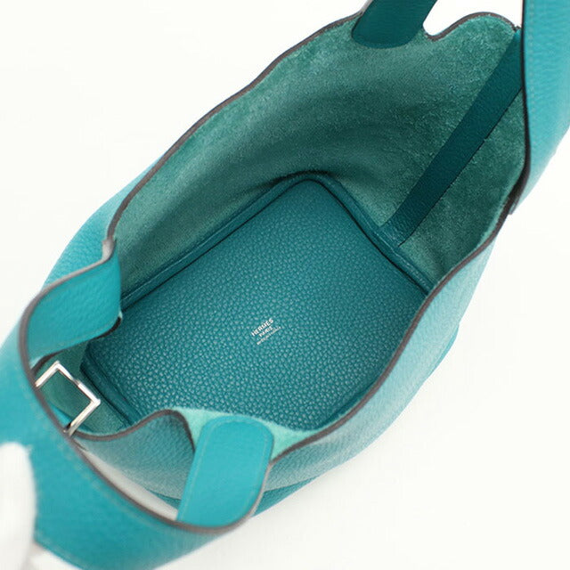 二手 Hermes 手提包 女士品牌 HERMES Picotan Lock PM 蓝色包 USDHE91208011