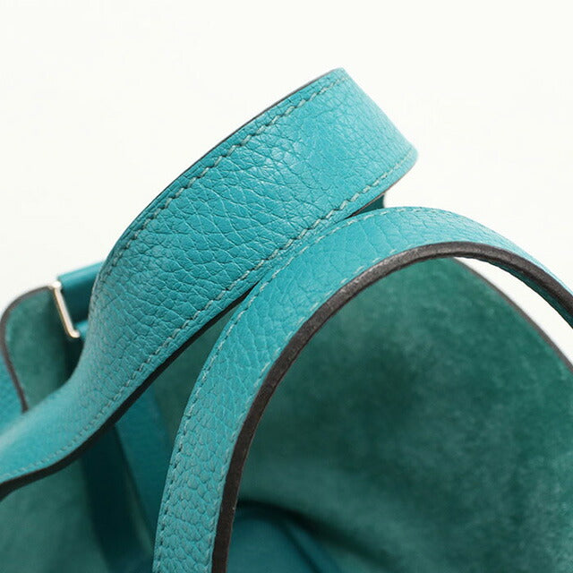 二手 Hermes 手提包 女士品牌 HERMES Picotan Lock PM 蓝色包 USDHE91208011