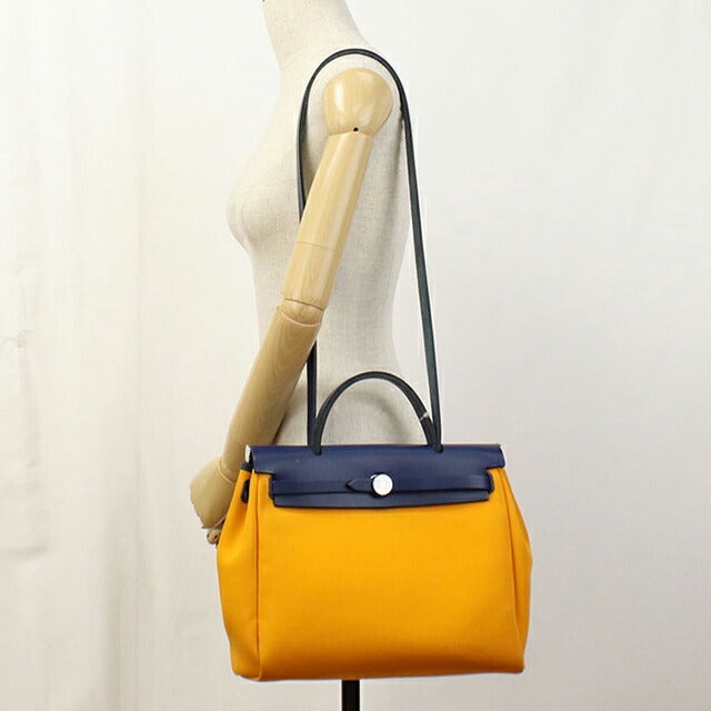 二手爱马仕手提包女士品牌 HERMES Ale Bag Zip PM 2WAY 黄色包 USDHE95921011