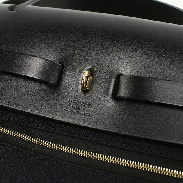 二手 Hermes 手提包 女士品牌 HERMES Ale Bag 拉链 MM 黑色包 USDHE98943011