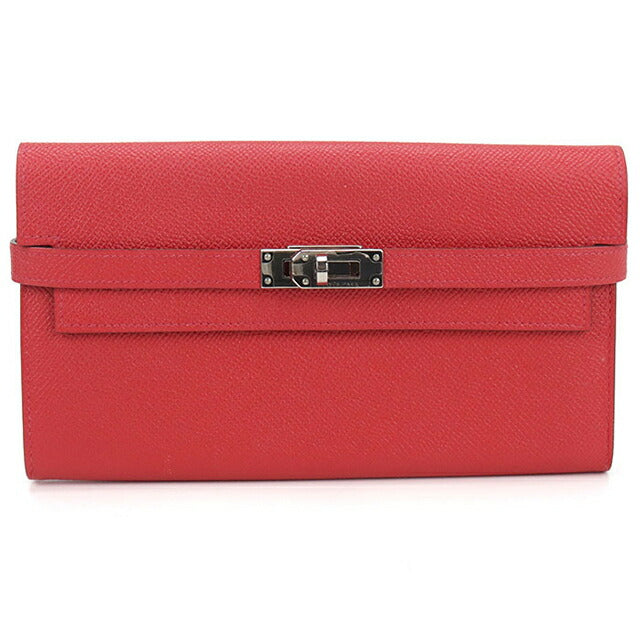 中古 エルメス 長財布ニ折小銭入付き レディース ブランド HERMES ケリーウォレット レッド 財布 USDHE99956011