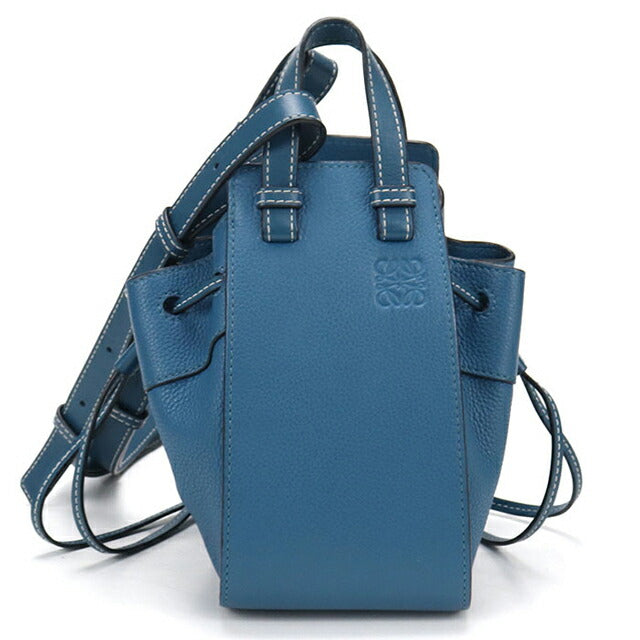 中古 ロエベ 斜め掛け ショルダーバッグ レディース ブランド LOEWE ハンモックドローストリングスミニ 2WAY ブルー USDLO100428011