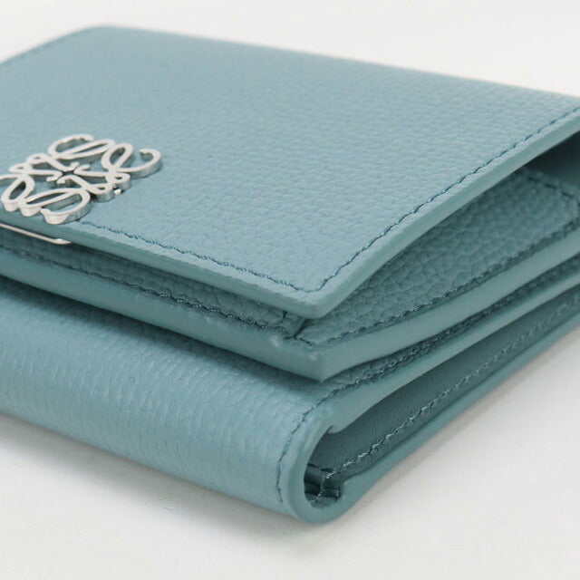 中古 ロエベ 三つ折り財布 レディース ブランド LOEWE アナグラム トライフォールド ウォレット レザー C821TR2X16 ブルー 財布 USDLO100792011