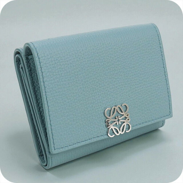 LOEWE ロエベ トライフォールド 三つ折財布 アナグラム ブルー 中古 ロエベ 三つ折り財布 レディース ブランド LOEWE アナグラム