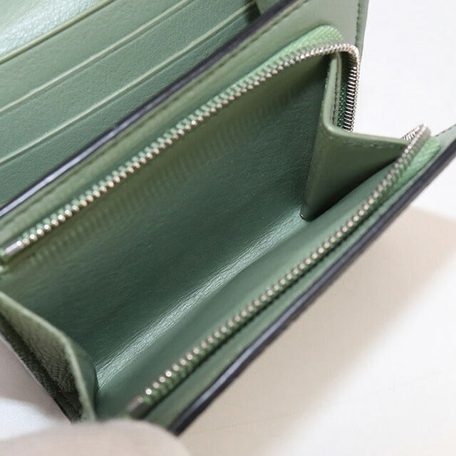 中古 ロエベ 二つ折り財布 レディース ブランド LOEWE アナグラム コンパクト フラップウォレット C821L57X04 グリーン 財布 USDLO101716011