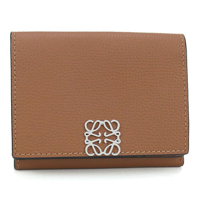 二手 LOEWE 三折钱包 女士品牌 LOEWE Anagram 三折钱包 C821TR2X02 棕色钱包 USDLO101829011