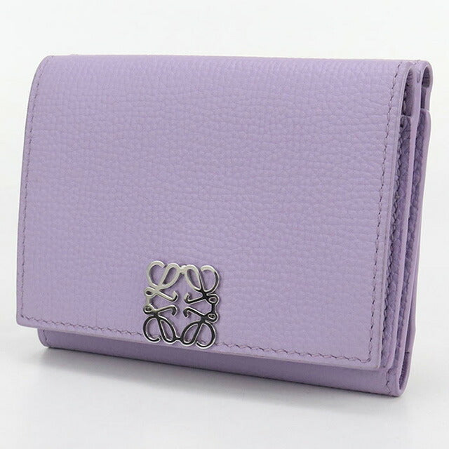 中古 ロエベ 三つ折り財布 レディース ブランド LOEWE アナグラム トライフォールド ウォレット C821TR2X16 パープル 財布 USDLO102139011