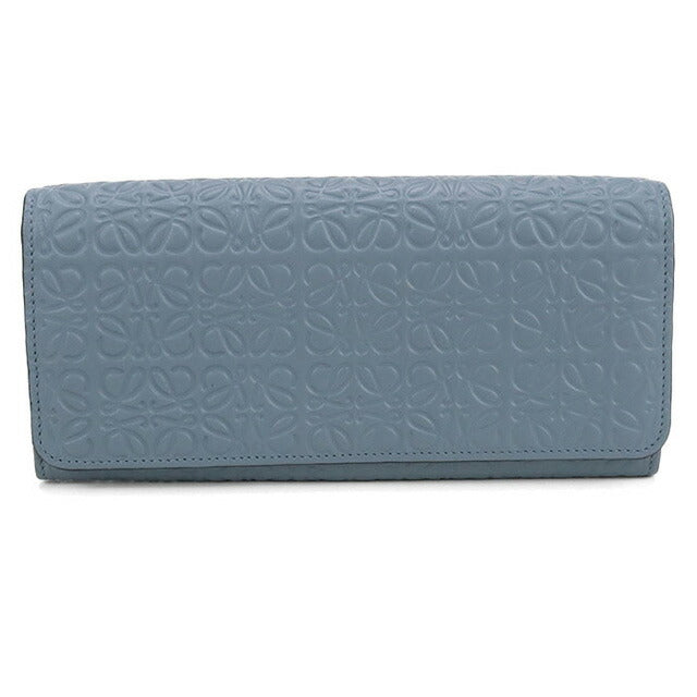 中古 ロエベ 長財布二折 レディース ブランド LOEWE アナグラム リピート コンチネンタルウォレット 107.55.F11 ブルー 財布 USDLO102601011