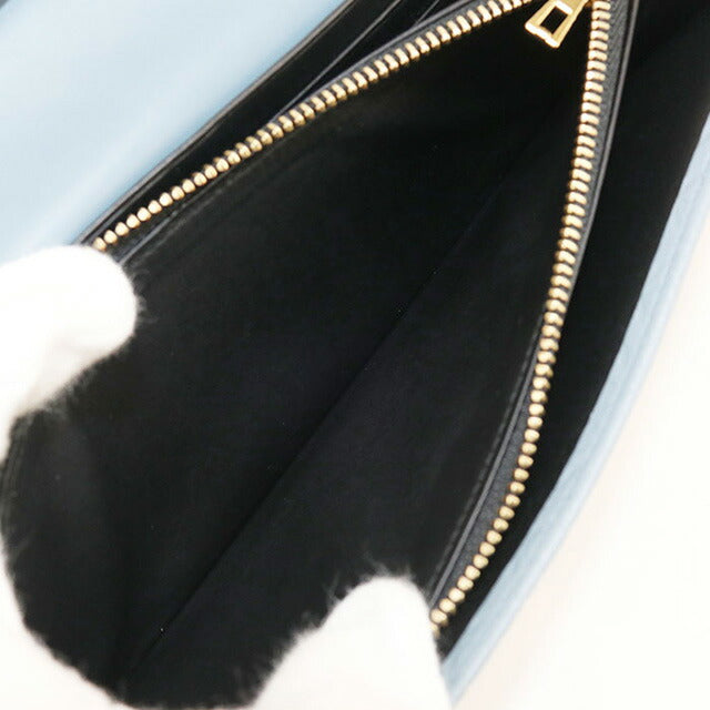 中古 ロエベ 長財布二折 レディース ブランド LOEWE アナグラム リピート コンチネンタルウォレット 107.55.F11 ブルー 財布 USDLO102601011