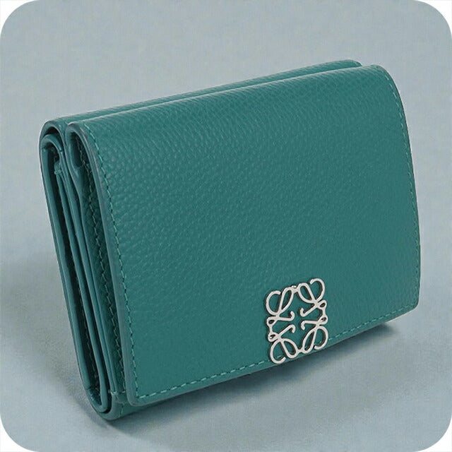 中古 ロエベ 三つ折り財布 レディース ブランド LOEWE アナグラム トライフォールド ウォレット C821TR2X02 グリーン 財布 USDLO103490011