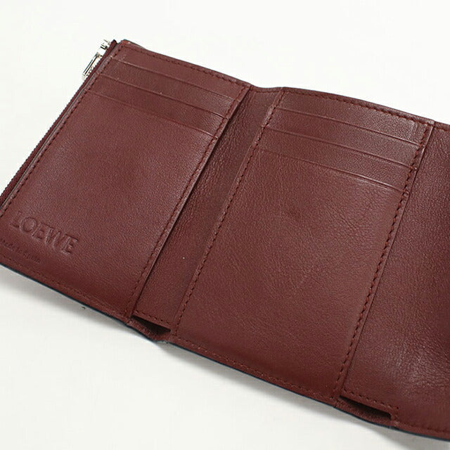 中古 ロエベ 三つ折り財布 レディース ブランド LOEWE アナグラム ワインレッド 財布 USDLO103837011