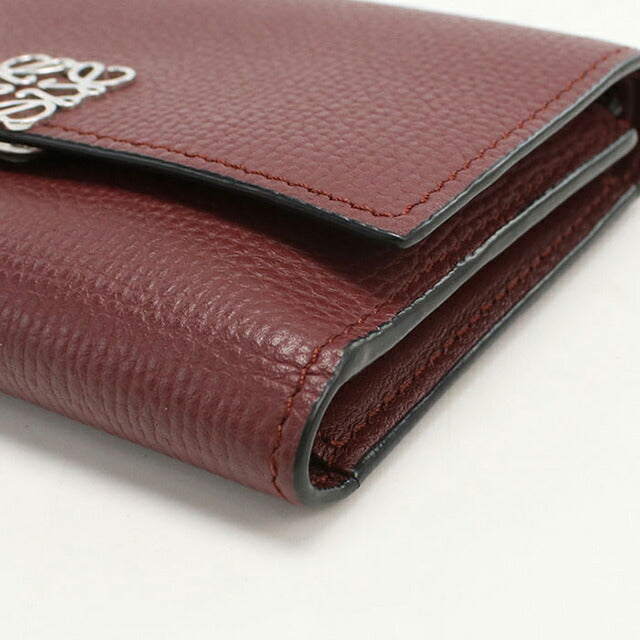 中古 ロエベ 三つ折り財布 レディース ブランド LOEWE アナグラム ワインレッド 財布 USDLO103837011